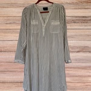 Ulla Johnson (for Barneys) Striped Silk Shirt dress with pleats